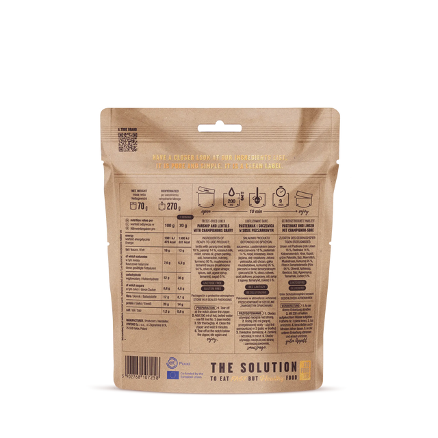 Brown packaging with nutritional information and branding on a white background